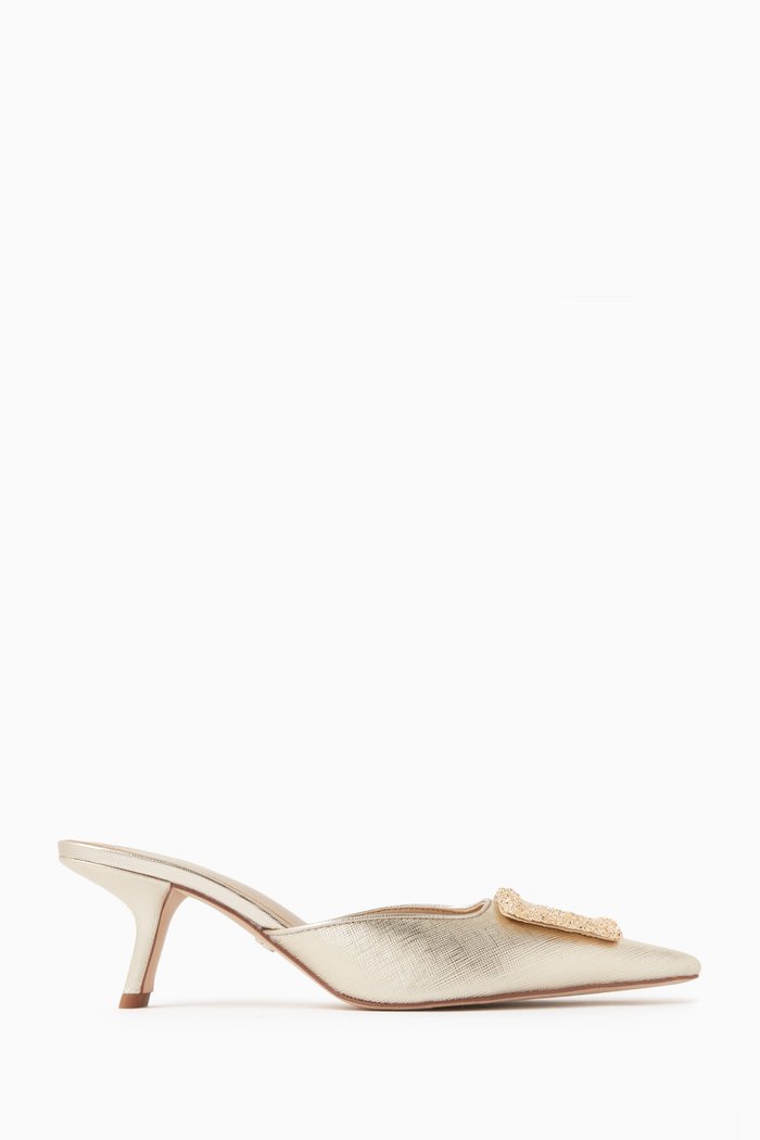 

Brit 60mm Mule in Metallic Leather, Gold