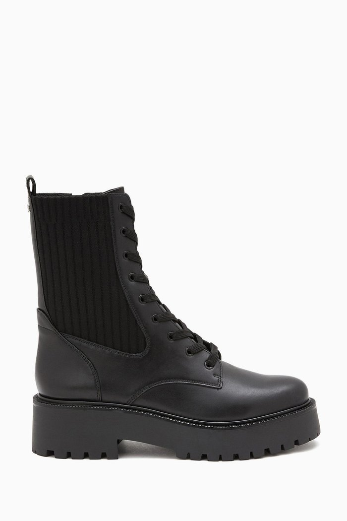 

Evina Chelsea Combat Boots in Leather, Black