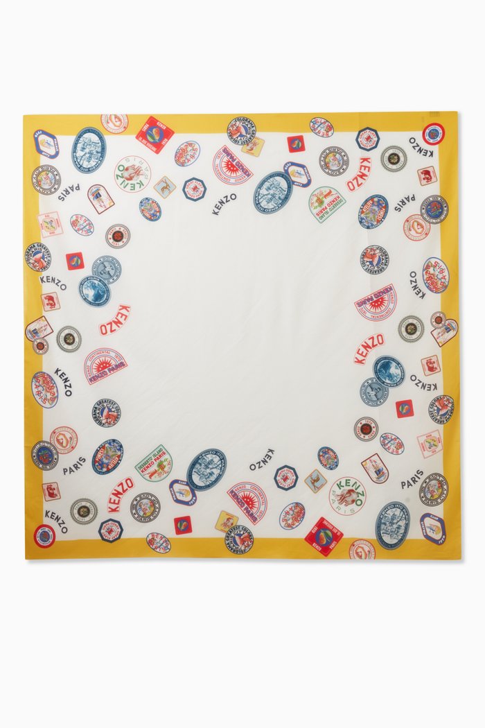 

Large Kenzo Travel Square Scarf in Cotton, Neutral