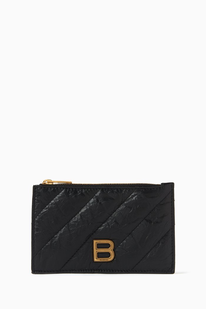 

Crush Long Coin & Card Holder in Quilted Leather, Black