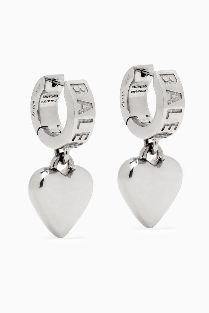 

Logo-engraved Sharp Heart Earrings in Recycled Sterling Silver