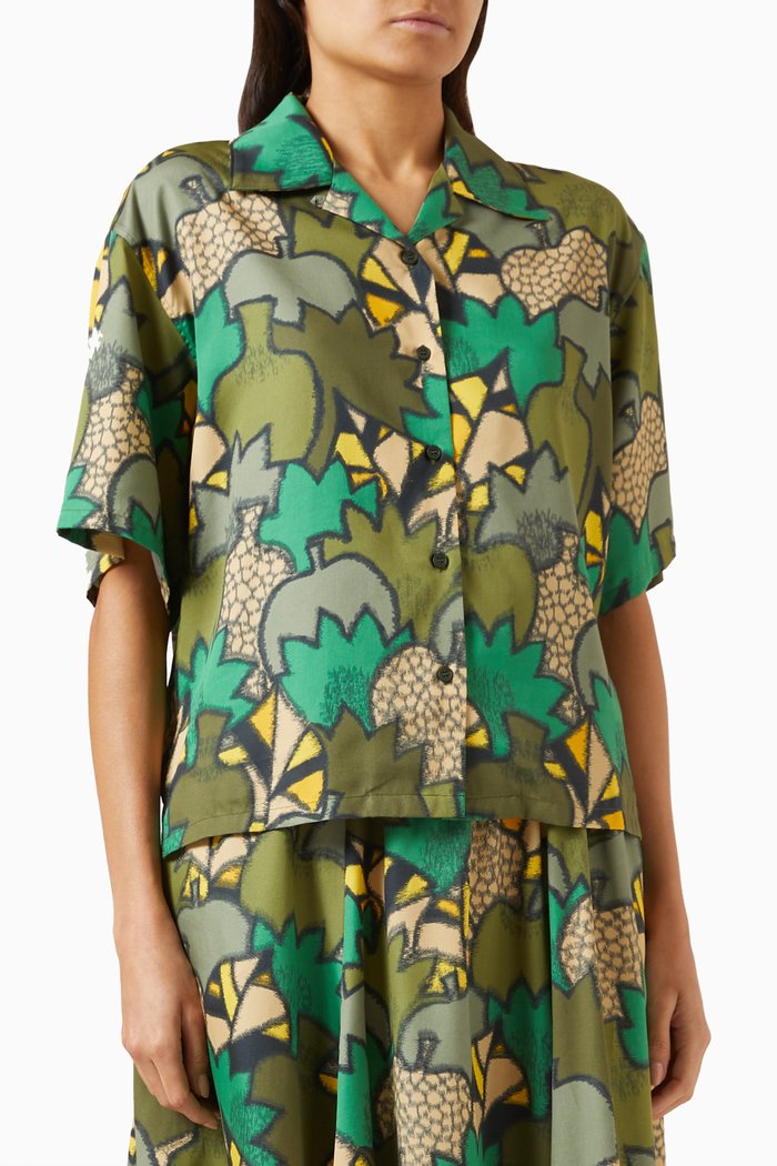 

Kimono Kenzo Camo Hawaiian Shirt in Lyocell-blend, Green