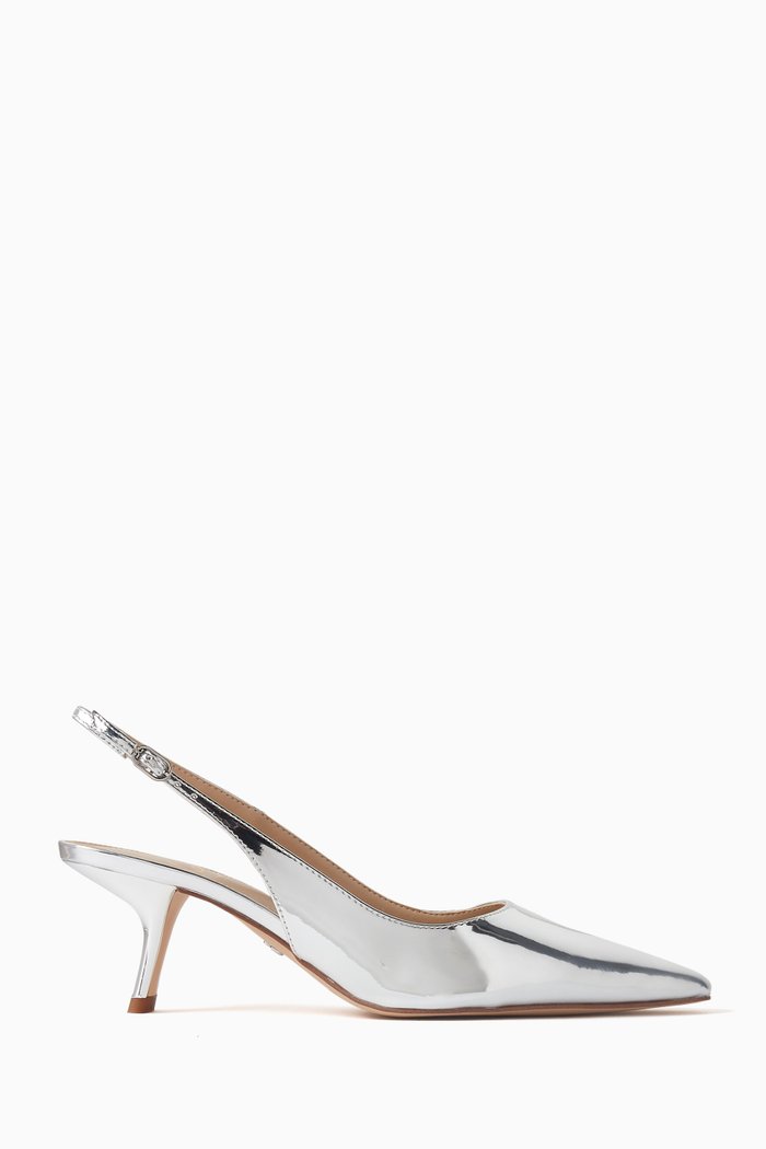 

Bianka 60 Slingback Pumps in Metallic Leather, Silver