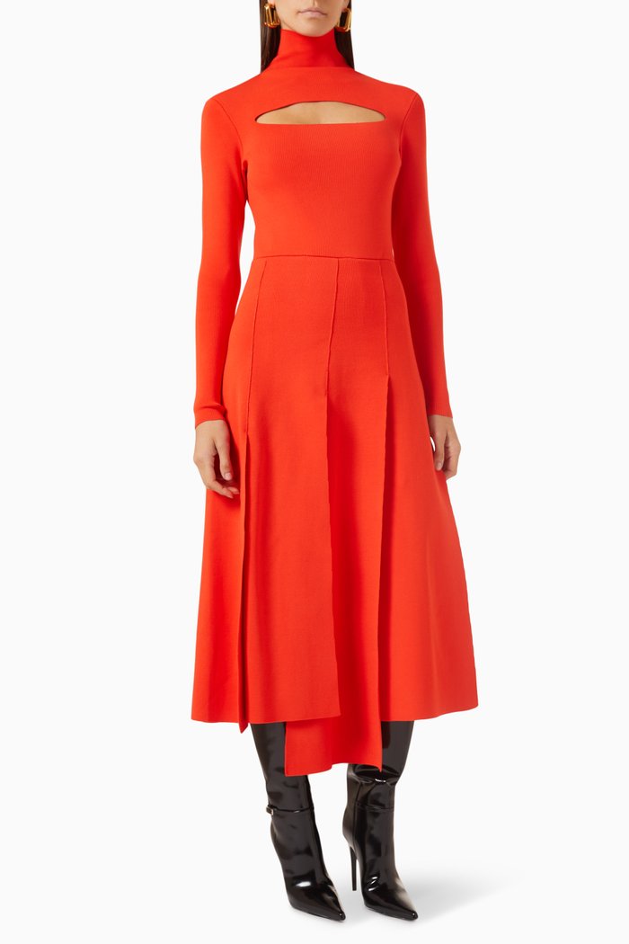 

Cut-out Midi Dress in Viscose-knit, Red
