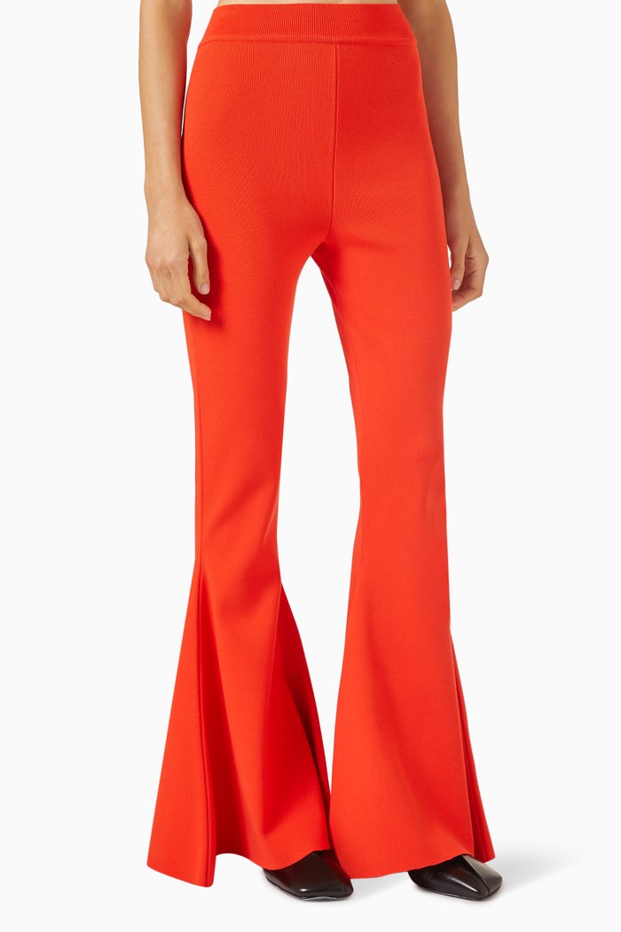 

Flared Pants in Viscose-knit, Red