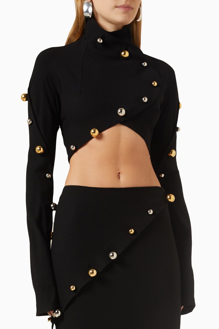 

Octopus Ball Crop Top in Knit, Black