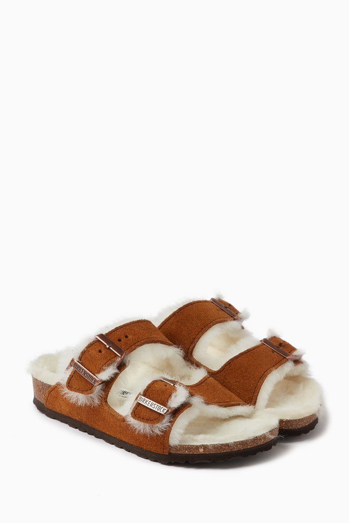 

Arizona Sandals in Shearling & Suede, Brown