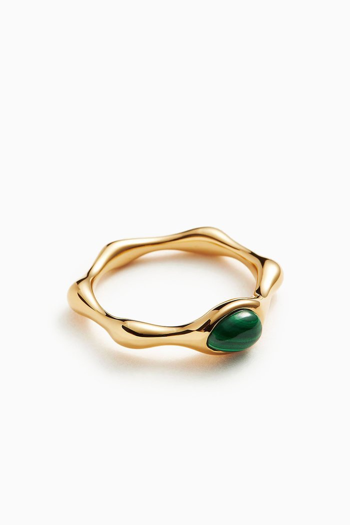 

Magma Malachite Ring in 18kt Recycled Gold-plated Sterling Silver, Green