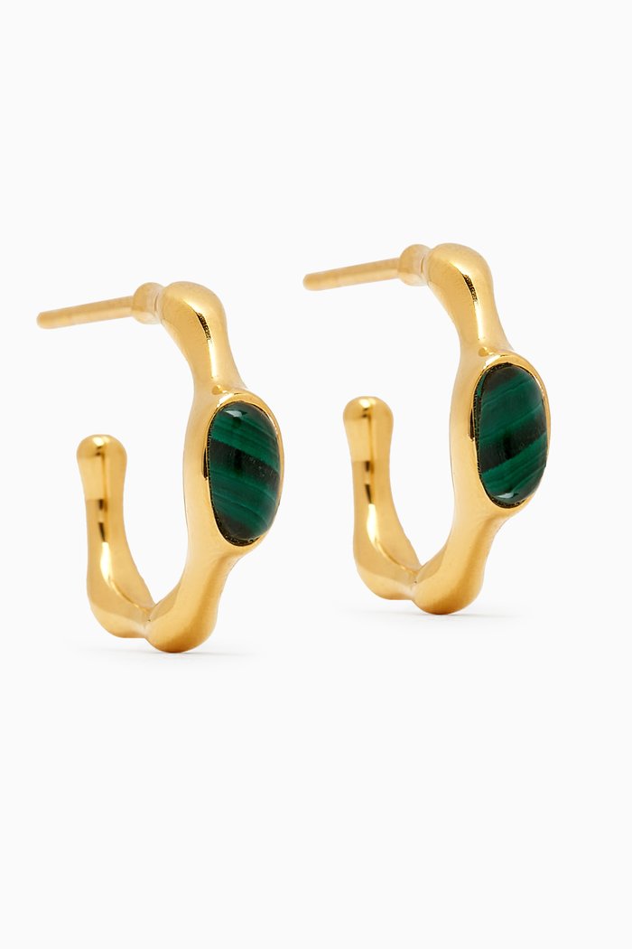 

Magma Malachite Hoop Earrings in 18kt Recycled Gold-plated Sterling Silver, Green