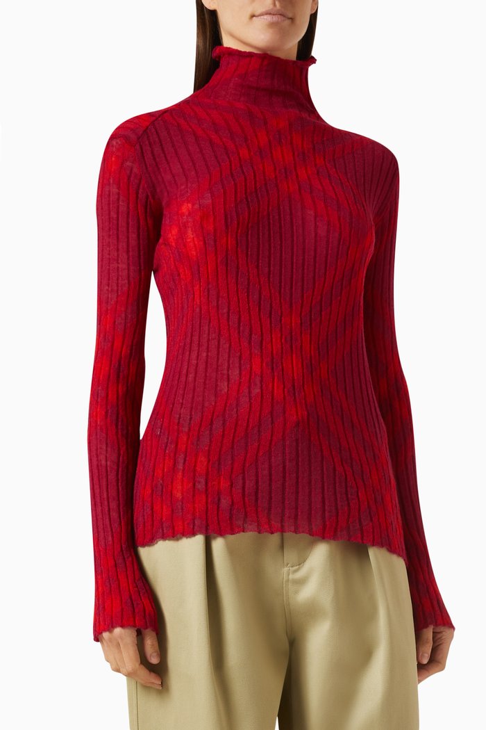 

Check Sweater in Mohair-blend, Red