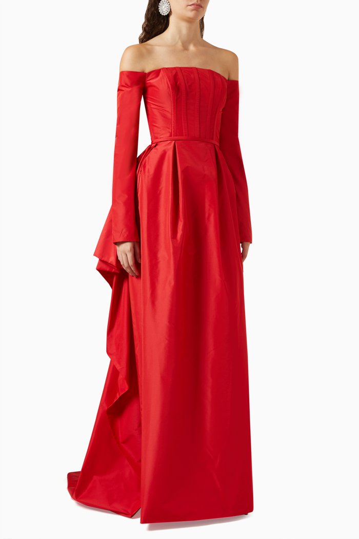 

Off-shoulder Maxi Gown, Red