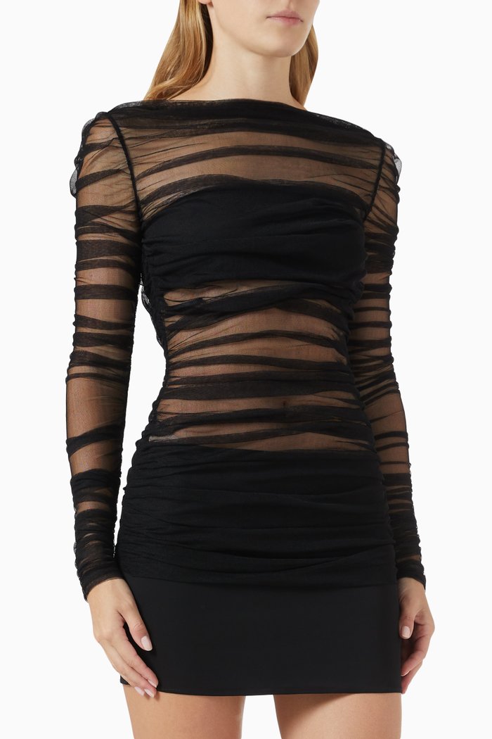 

Semblance Tulle Overlay Mini Dress, Black