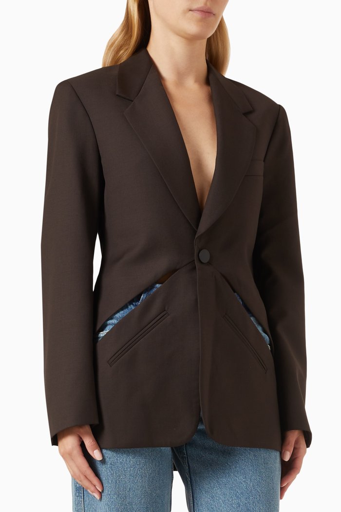 

Triquetra Blazer in Silk, Brown