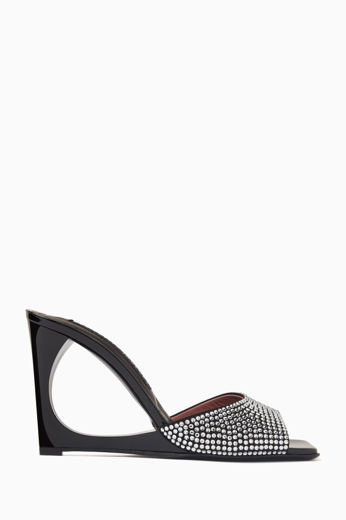 

Lola 100 Crystal Mules in Eco-leather, Black