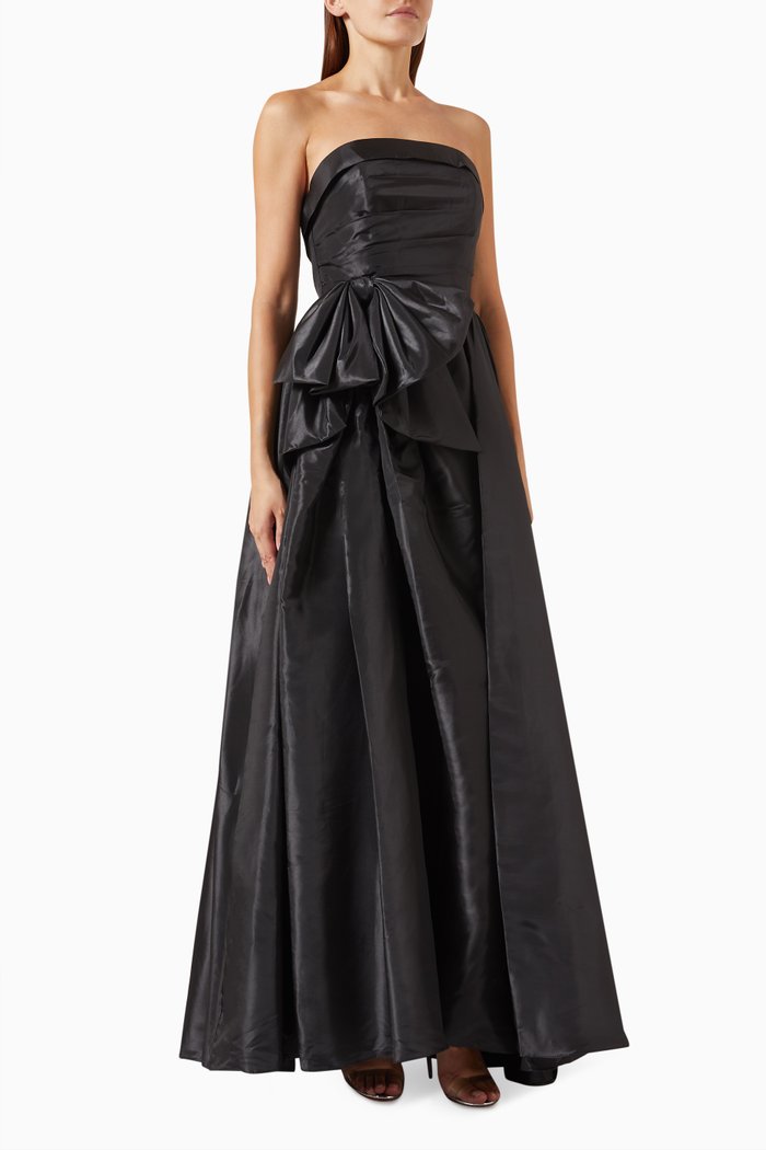 

Strapless Oversized Bow Ballgown, Black