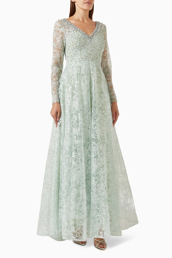 

Crystal-embellished Gown, Green