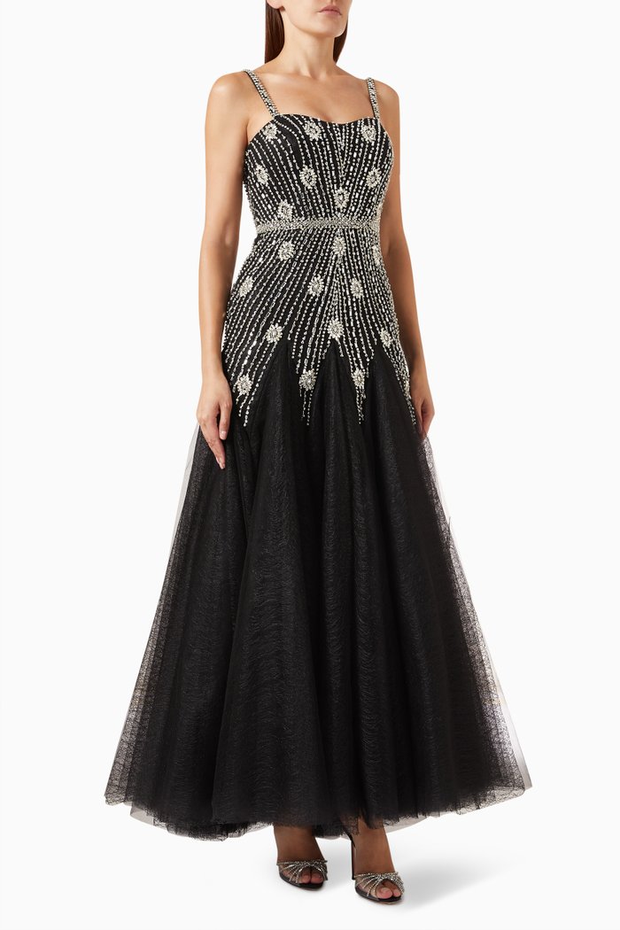 

Embellished Bustier Gown, Black