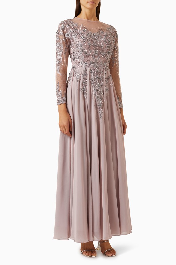 

Crystal-embellished Gown in Lace, Purple