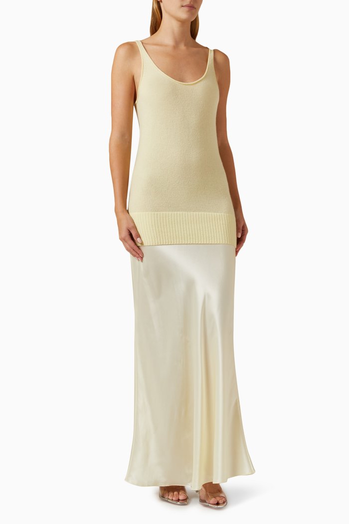 Monument Cami Dress in Cashmere & Silk, Brown