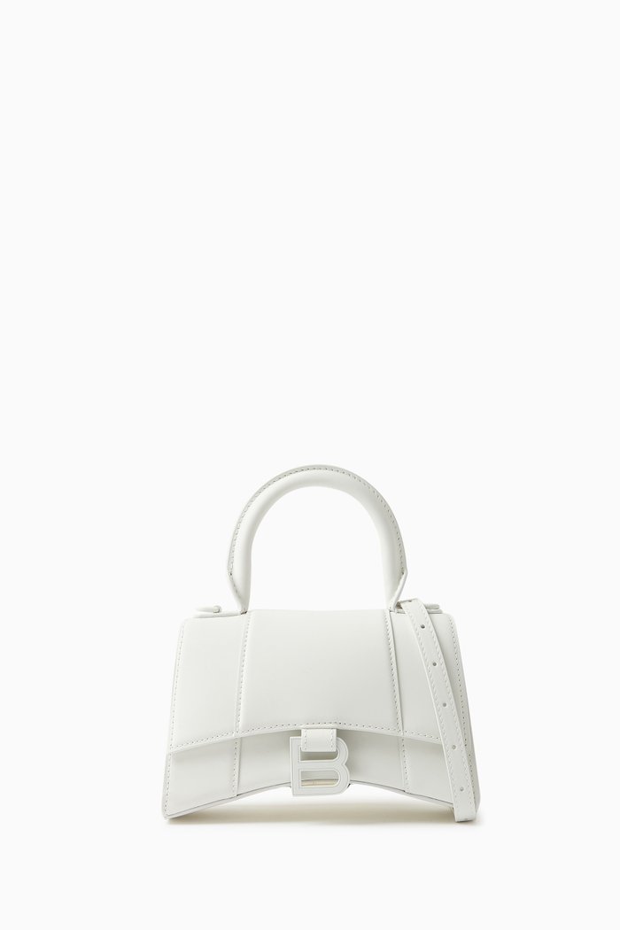 

Hourglass XS Top Handle Bag in Leather, White