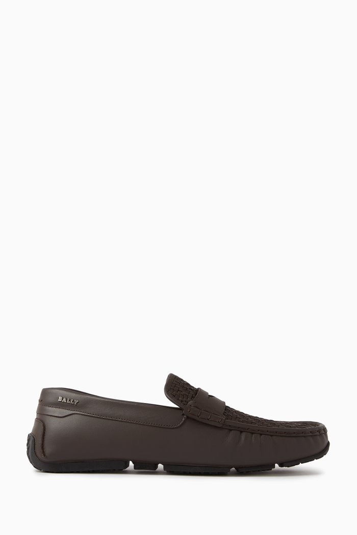 

Pilos Driver Loafers in Leather, Brown