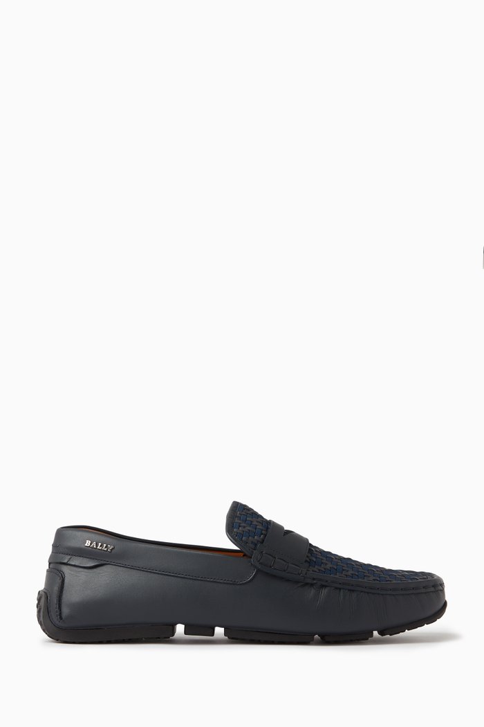 

Pilos Driver Loafers in Leather, Blue