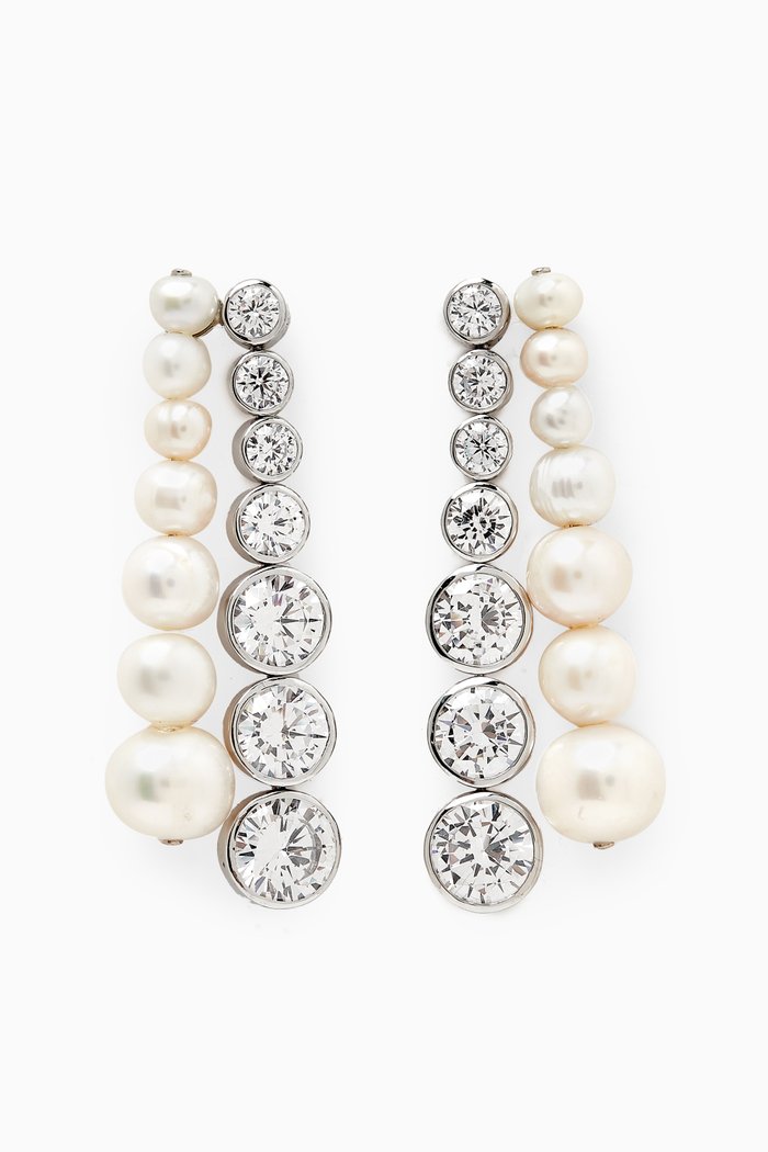 

The Mirage Freshwater Pearl & Crystal Drop Earrings in Platinum, Yellow