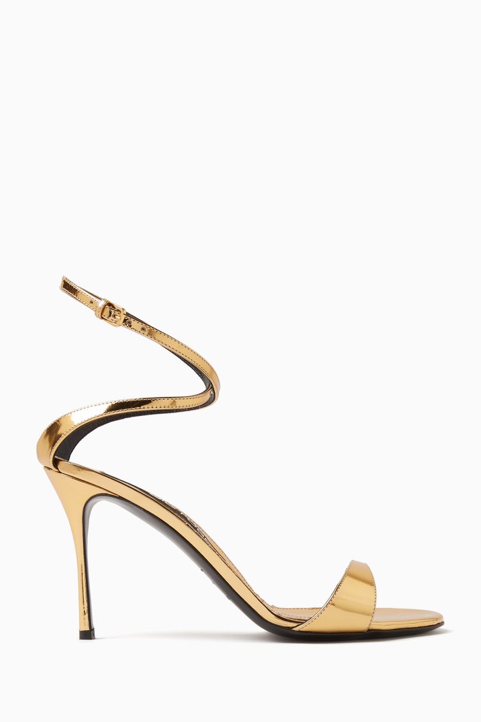 

Godiva 90 Sandasl in Mirror-effect Leather, Gold