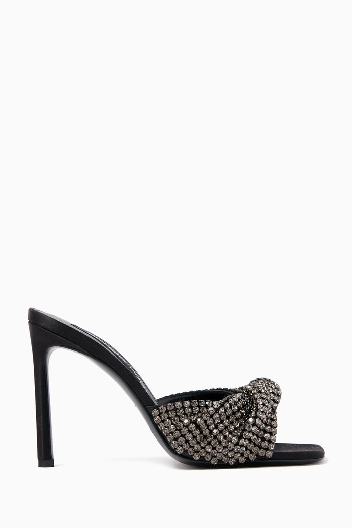 

x Evangelie Smyrniotaki 95 Mules in Satin, Black
