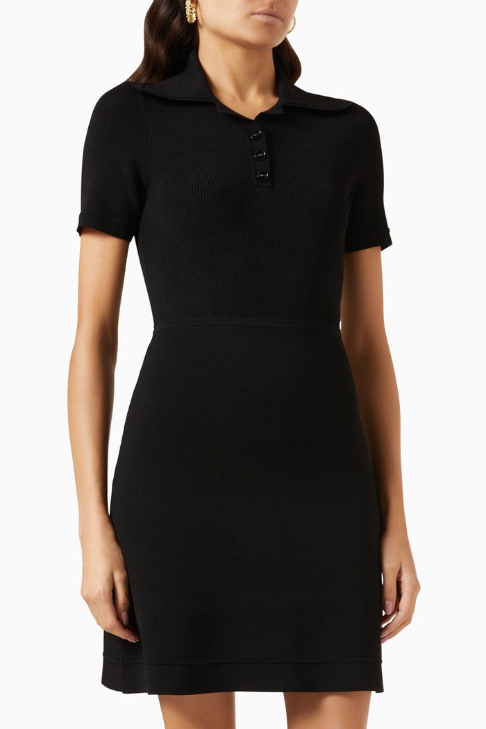 

Cordoba Ribbed Mini Dress in Viscose-blend Knit, Black