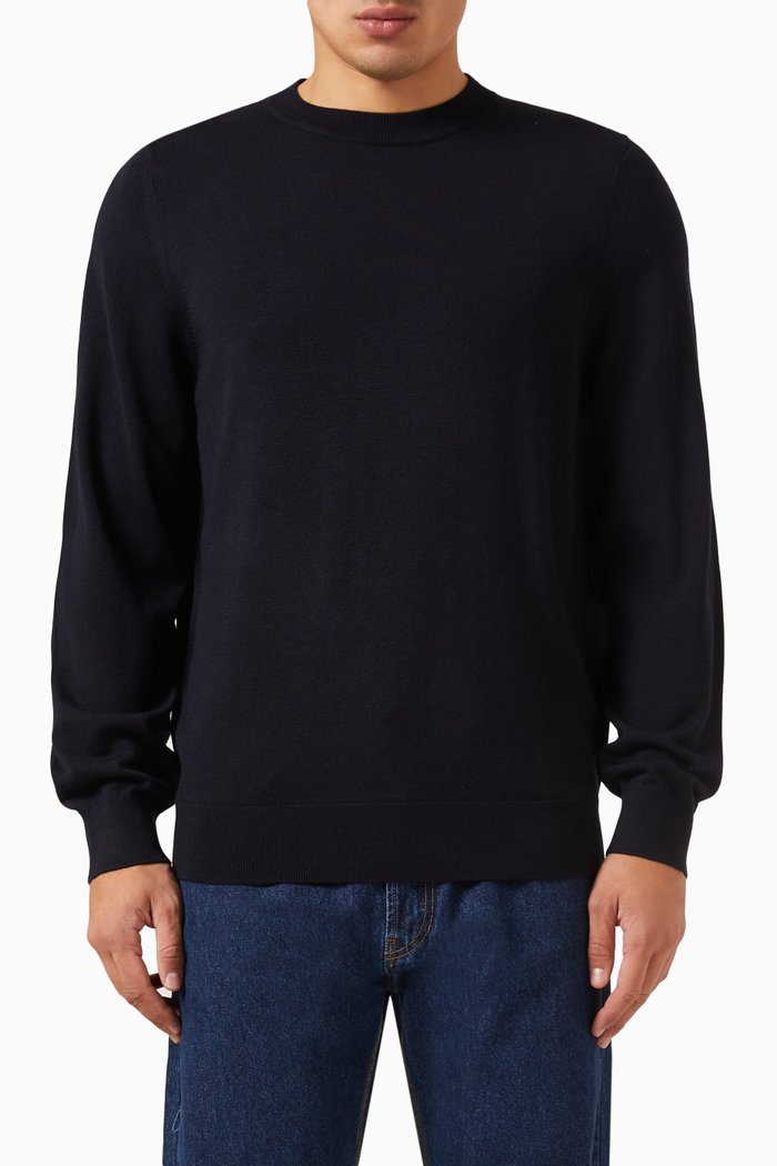 

Crewneck Sweater in Merino-knit, Blue