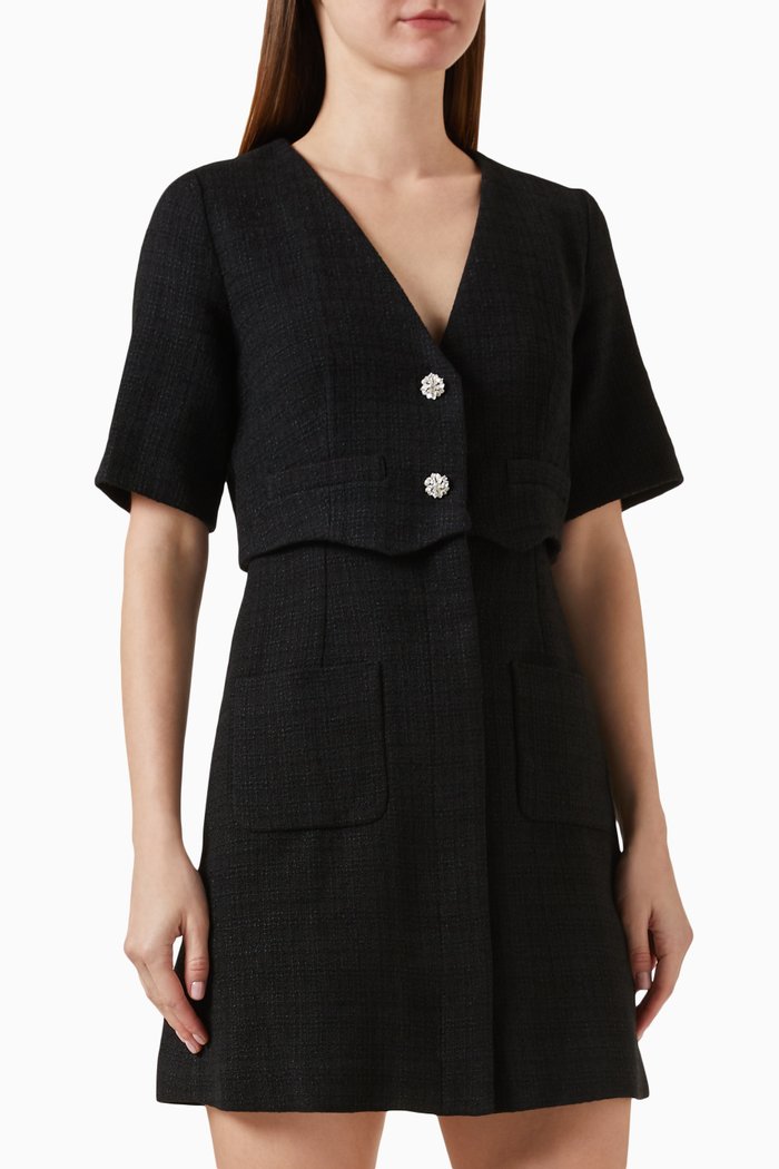 Mini Dress in Tweed, Black
