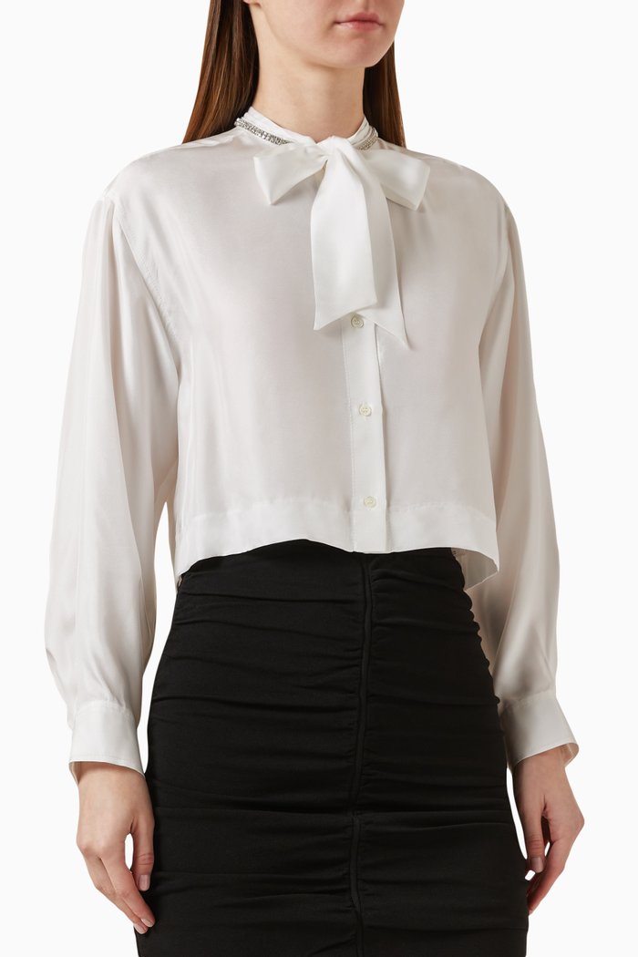

Rhinestone-embellished Top in Silk, Neutral