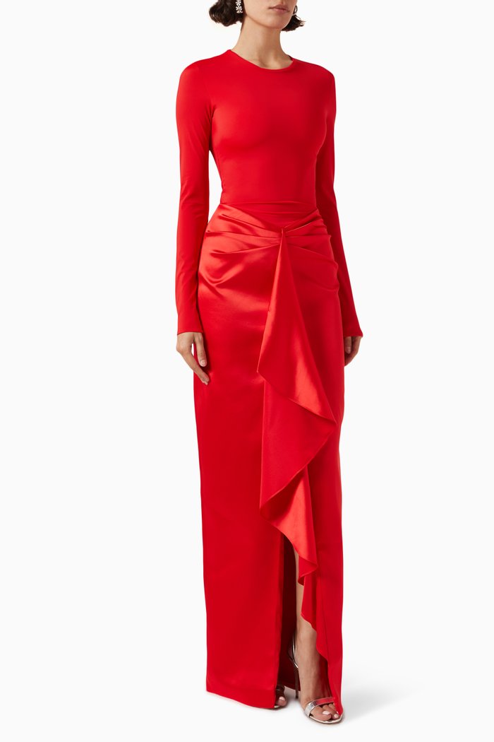 

Biflex Maxi Dress in Draped-satin, Red