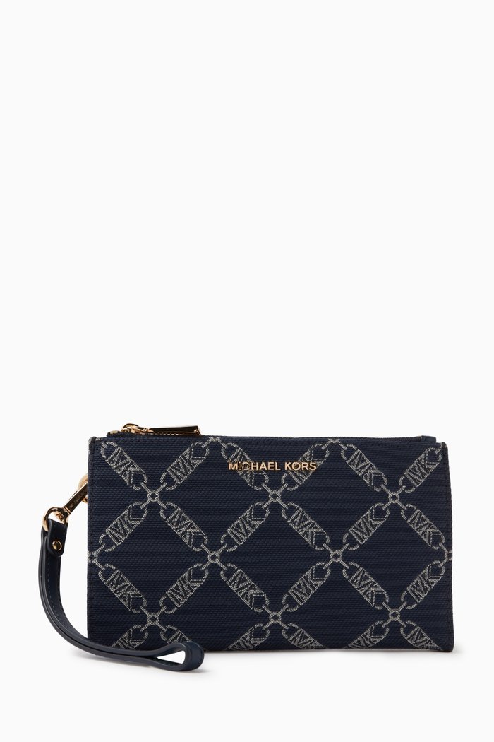 

Jet Set Wristlet in Leather, Blue
