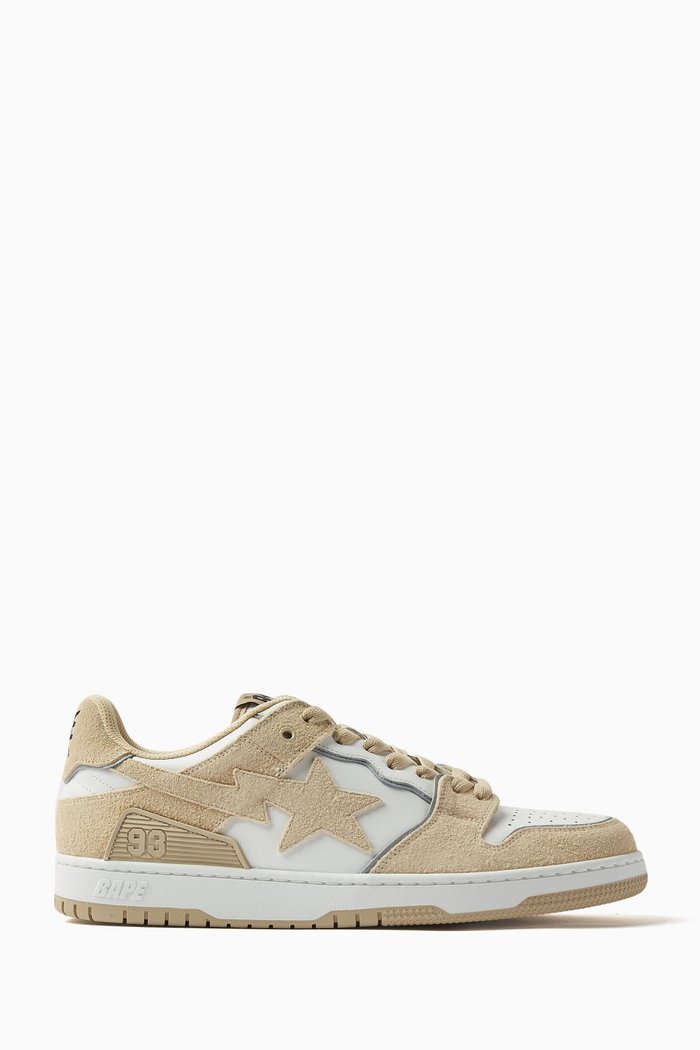 BAPE SK8 STA #3 M1 Sneakers in Leather & Suede, Neutral