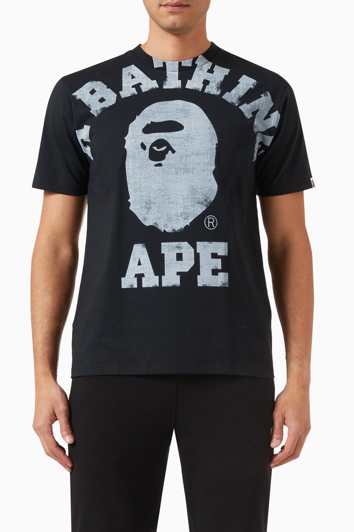 Logo-print College T-shirt in Cotton-jersey, Black