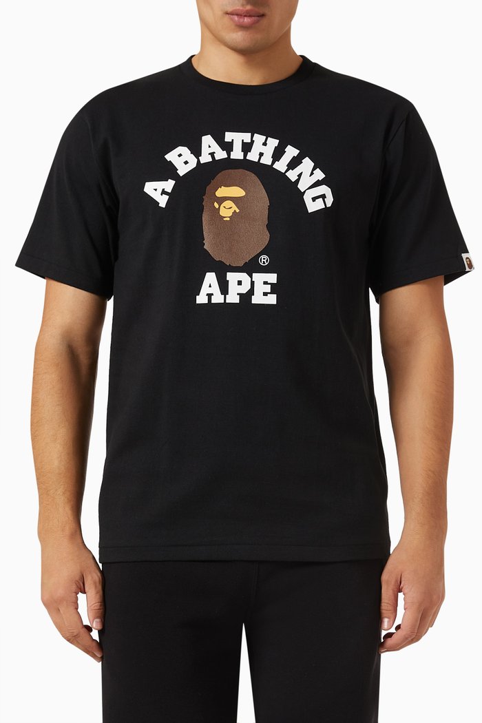 Logo College T-shirt in Cotton-jersey, Black