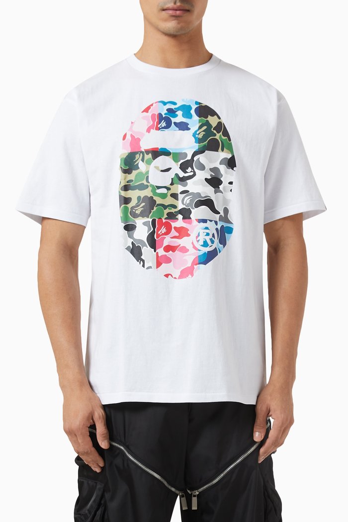 ABC Camo Crazy Big Ape Head T-shirt in Cotton, White