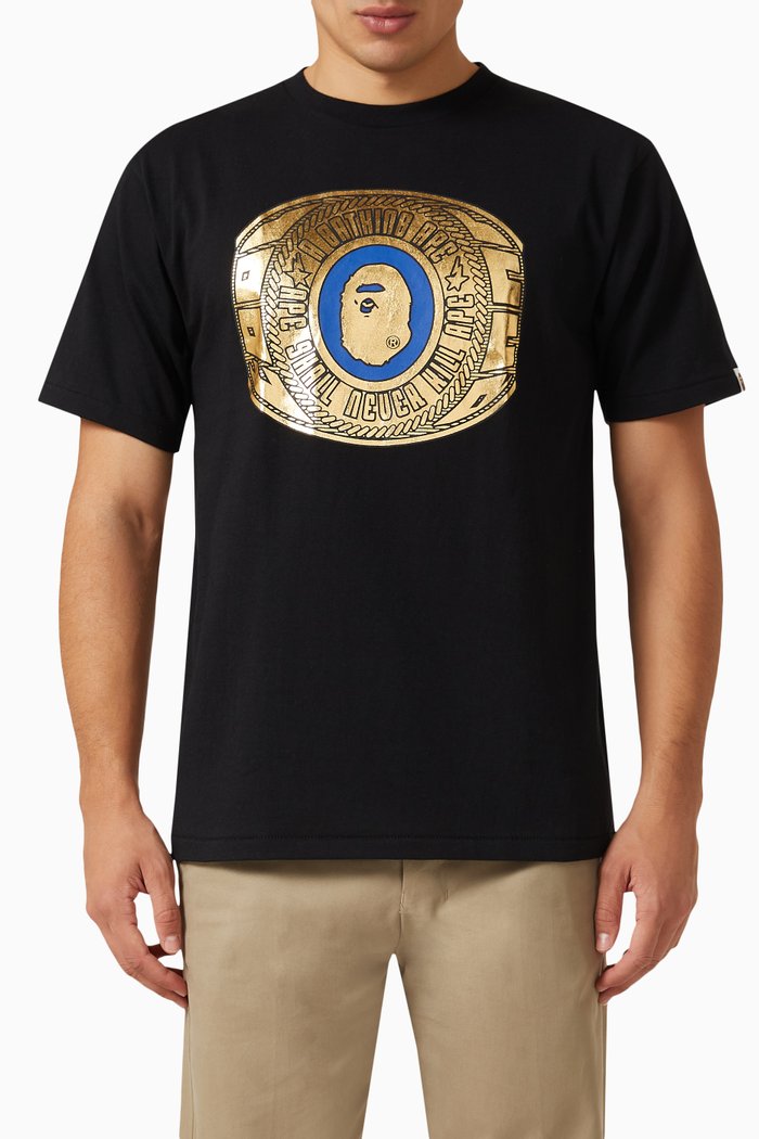 Foil Logo College Ring T-shirt in Cotton-jersey, Black