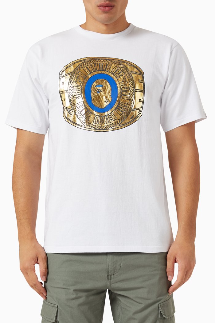 Foil Logo College Ring T-shirt in Cotton-jersey, White