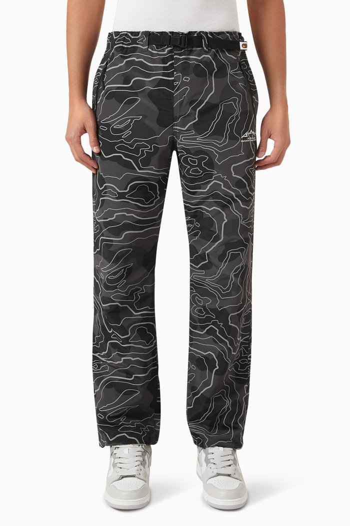 

Layered Line Camo Track Pants, Black