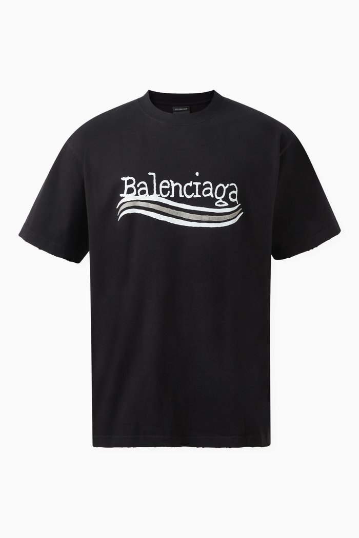 

Hand Drawn Political Campaign Large-fit T-shirt in Jersey, Black