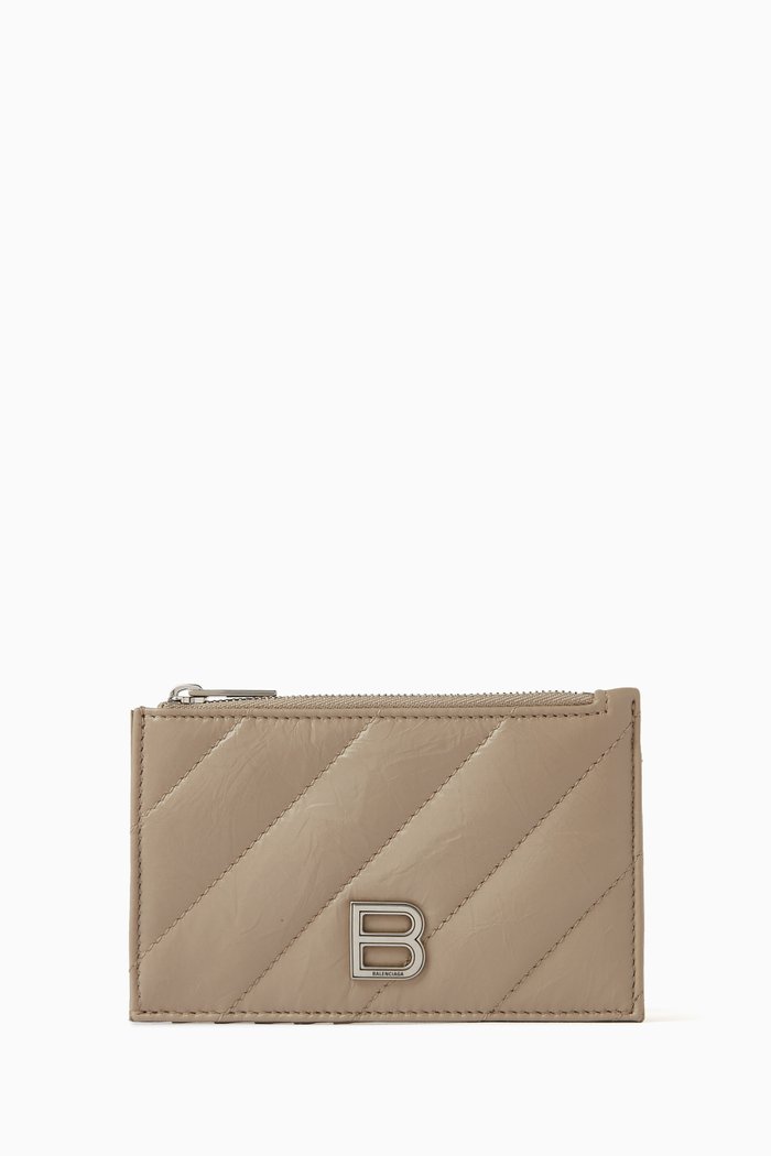 

Crush Long Coin & Card Holder in Quilted Leather, Brown