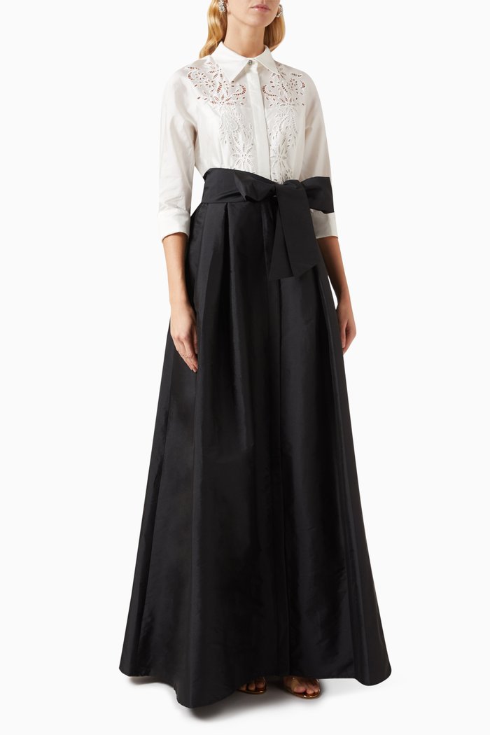 

Eyelet Shirt Gown in Taffeta, Multicolour