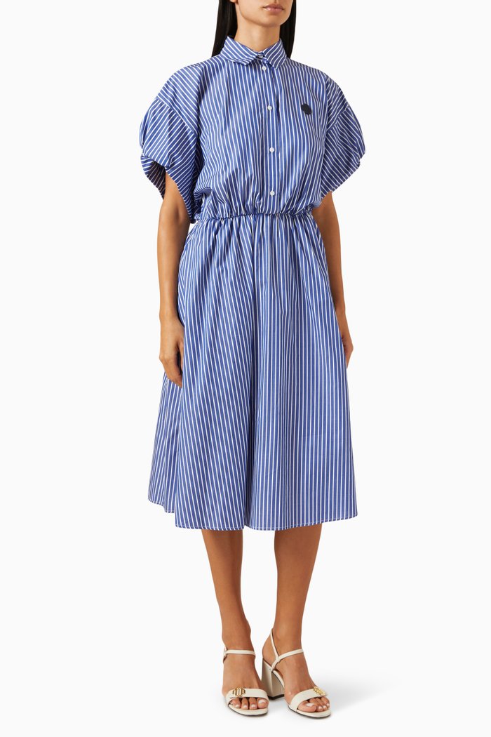 

Relisa Striped Midi Dress in Cotton, Blue