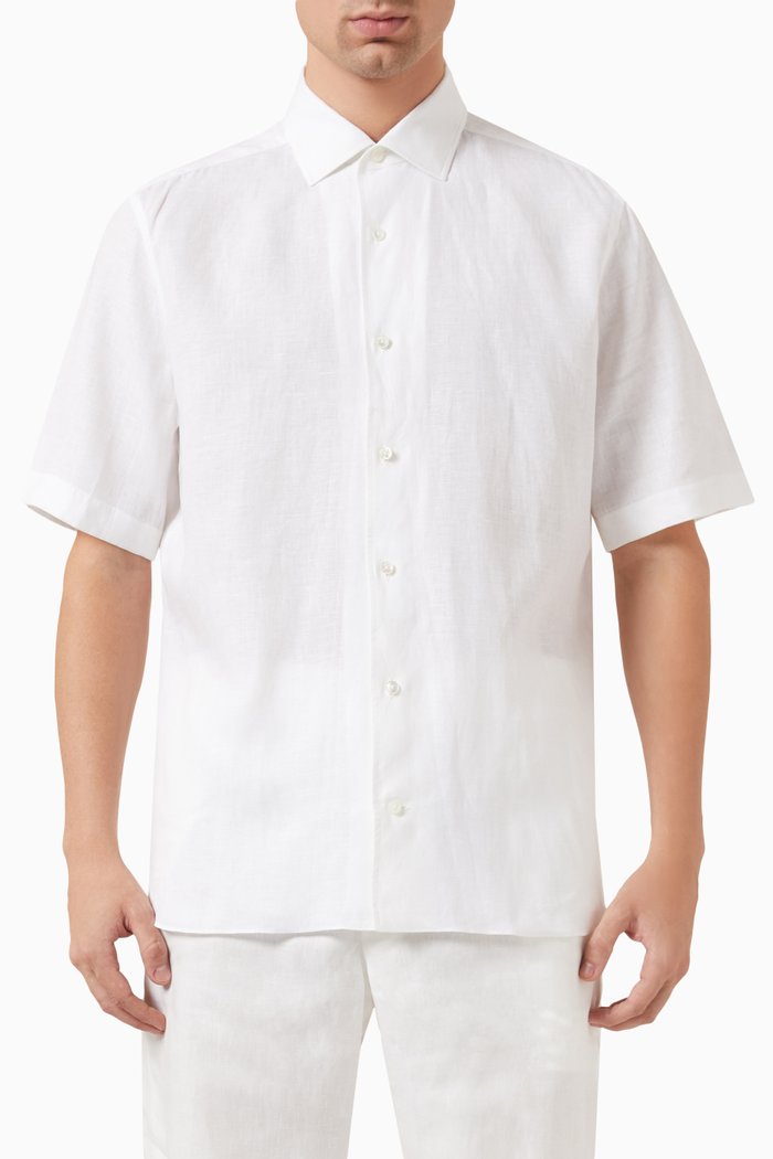 

Short-sleeve Shirt in Linen, White