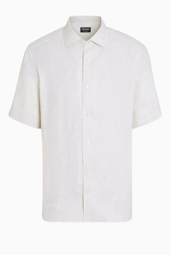 

Short-sleeve Shirt in Linen, Neutral