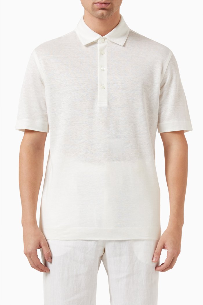 

Polo Shirt in Linen, White