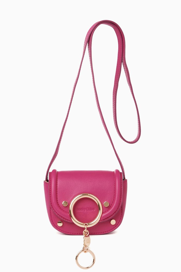 

Mara Micro Crossbody Bag in Grained Leather, Pink